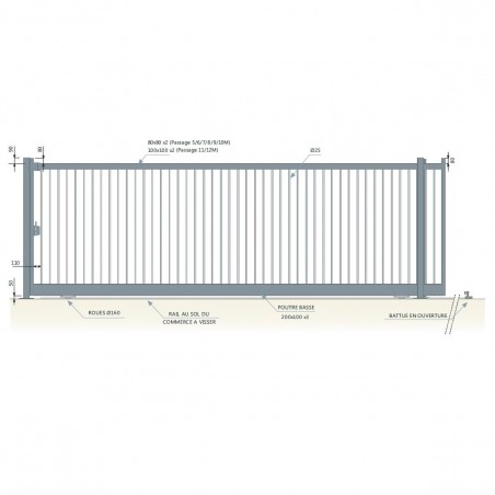 Portail barreaudé Ø25 PB200 coulissant - Portails industriels coulissants - 2