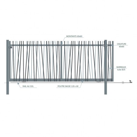 Portail barreaudé Ø25 Cannisse coulissant - Portails industriels coulissants - 1
