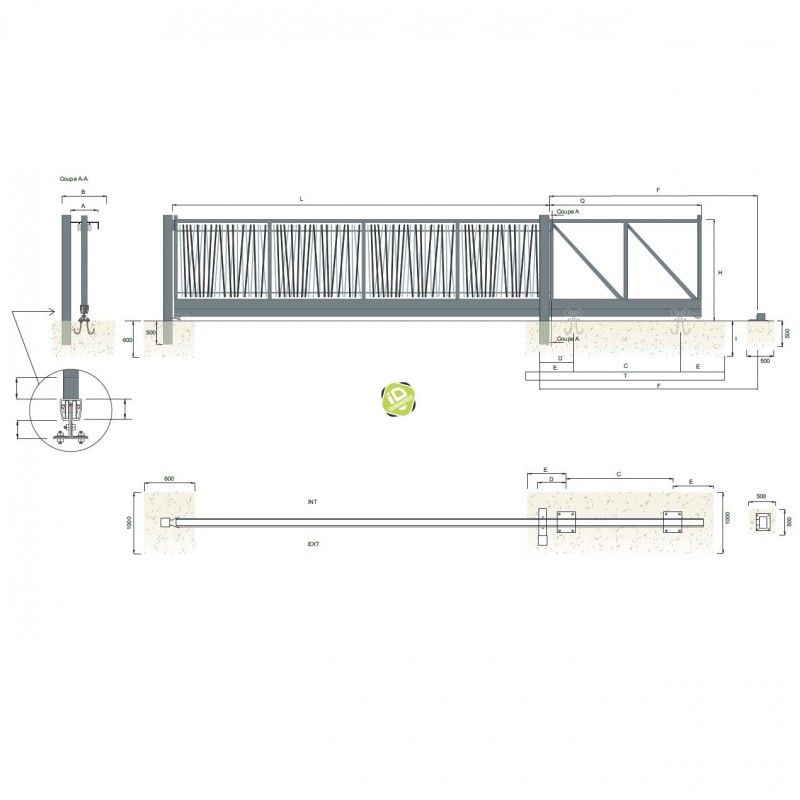 Portail barreaudé Ø25 Cannisse autoportant - Portails industriels autoportants - 1