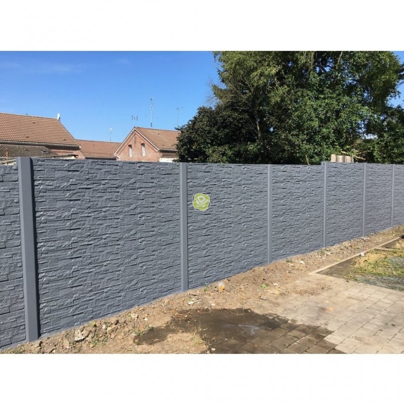 Poteau béton DÉPART pour Simple face - Clôture béton imitation PIERRE SIMPLE FACE - 7