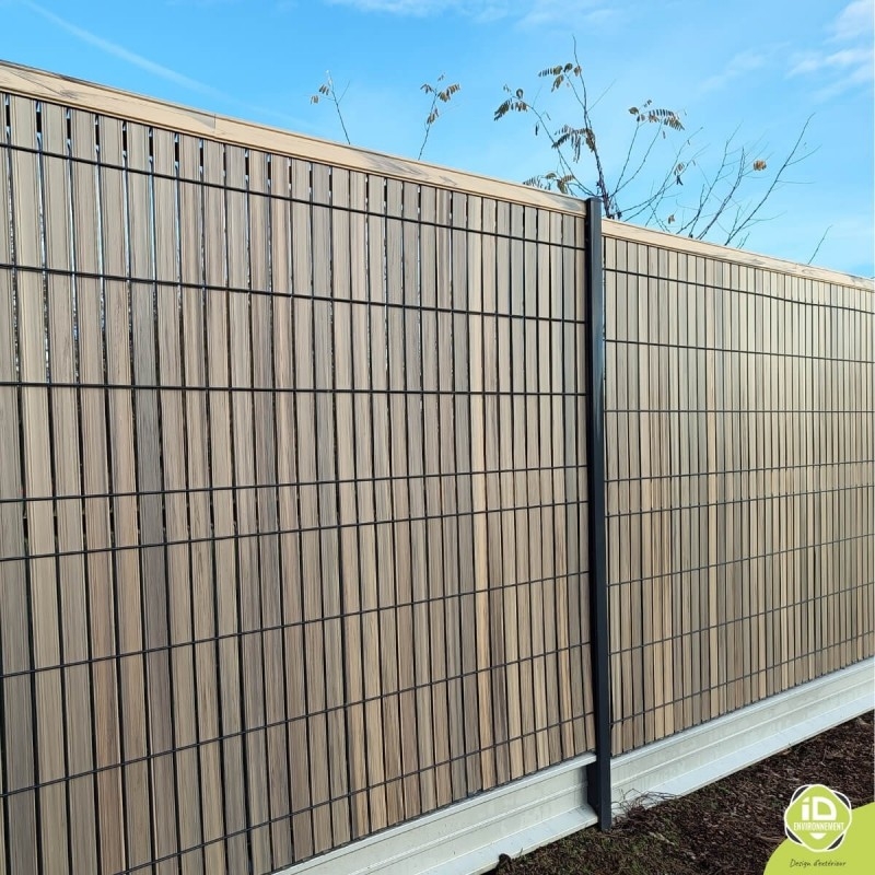ID-Environnement - Kit d'occultation (brise-vue) en pvc rigide - Bois grisé - Grillage rigide