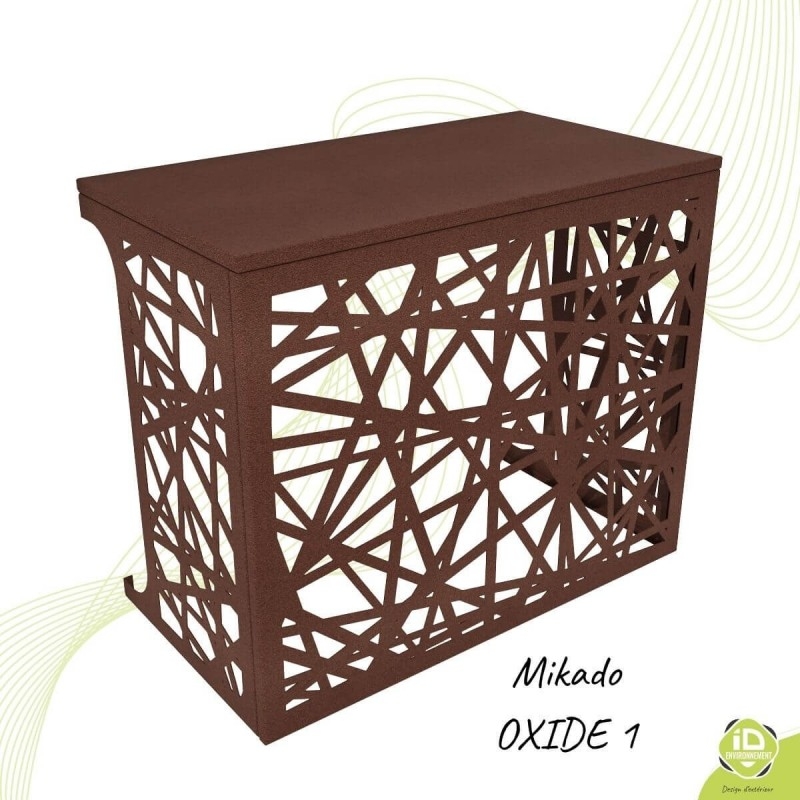 ID-Environnement - Cache climatisation et pompe à chaleur au sol - Mikado Oxide 1 effet rouille