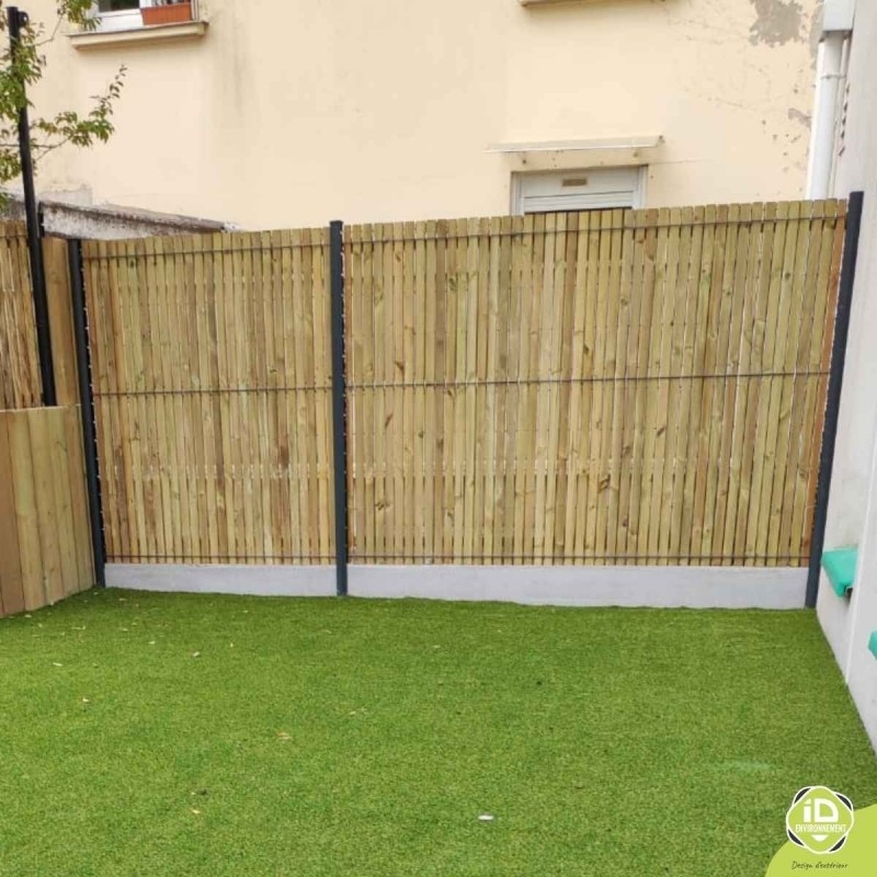 ID-Environnement - Kit d'occultation (brise-vue) en Bois PIN - Gazon synthetique